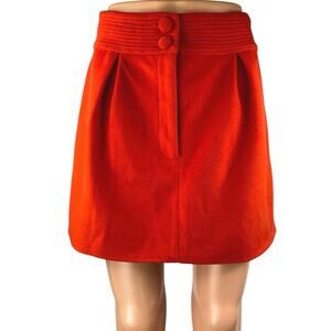 Majorelle Judy Red Orange Pleated High Waist Button Zip Mini A-Line Skirt Size S